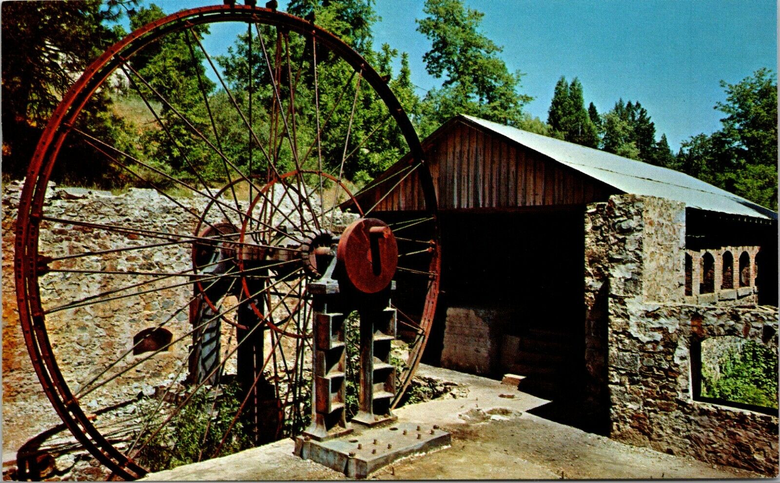 Pelton Wheel at North Star Mine Grass Valley California Vintage Postcard