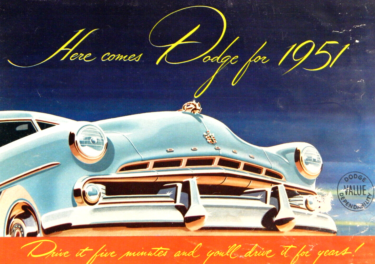 1951 DODGE DEALER SALES BROCHURE FOLDER CORONET MEADOWBROOK WAYFARER BOOKLET VTG