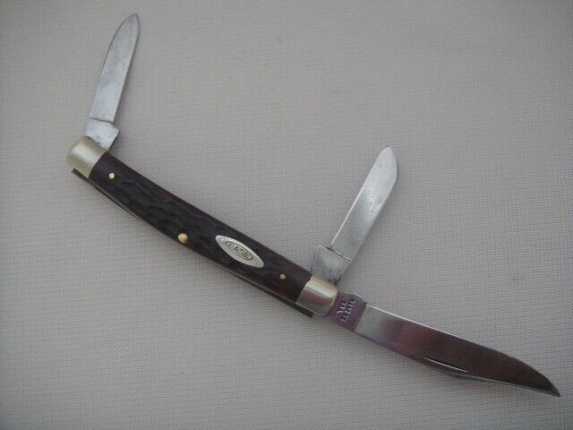 Vintage 1971 Case XX USA 6344 3-Blade Medium Stockman Pocket Knife ~ 9 Dot