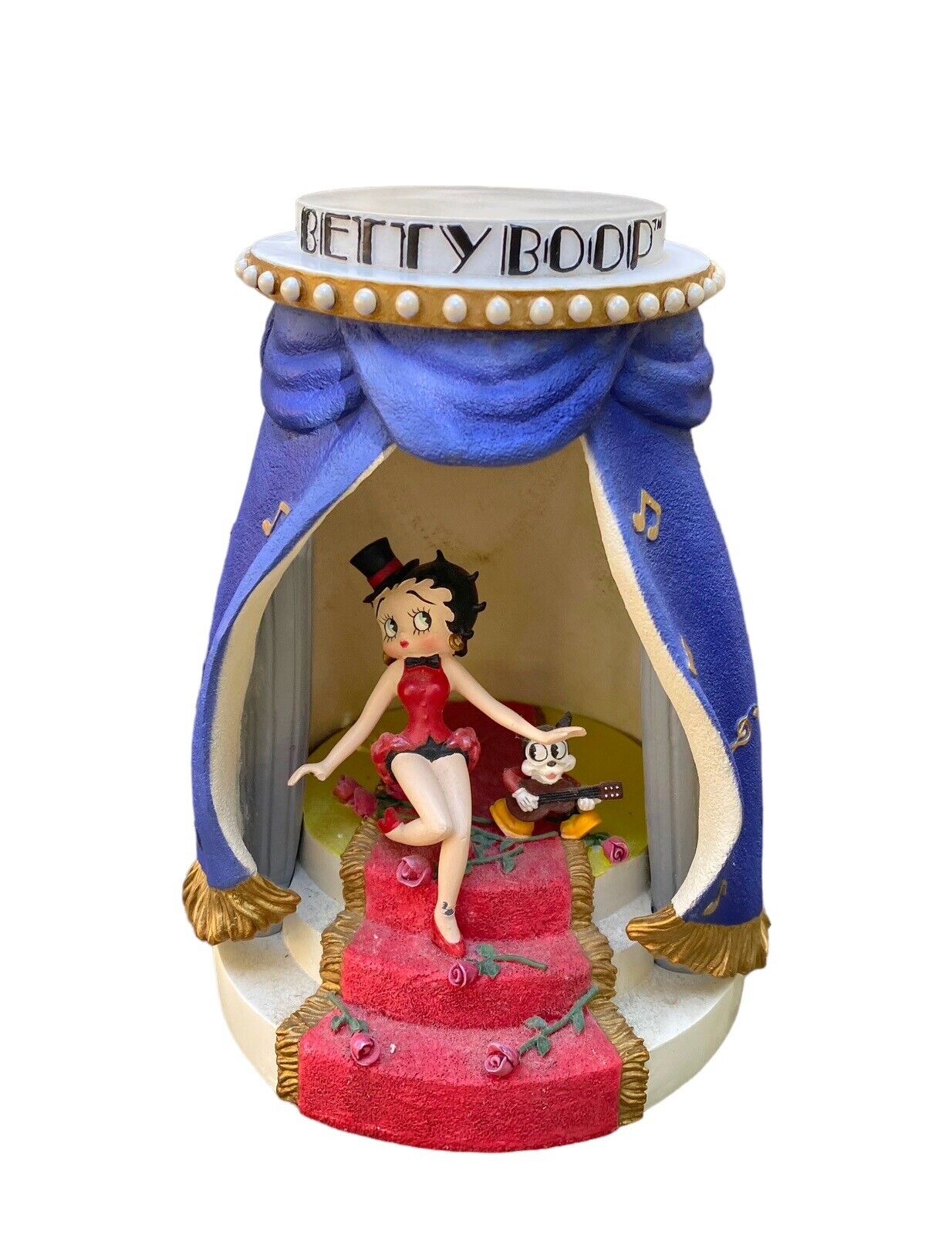 VTG BETTY BOOP Bimbo On Stage MusicBox Figure Curtain Westland Giftware 2001 Y2K