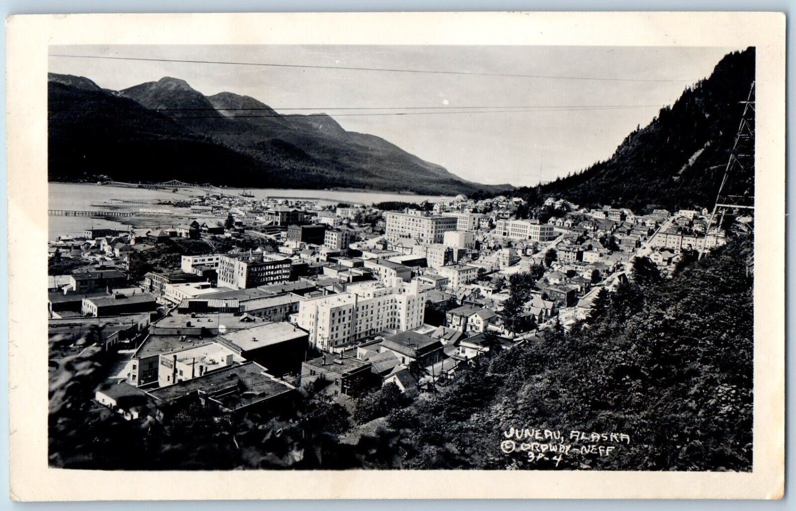 Juneau Alaska AK Postcard RPPC Photo Bird's Eye View Ordway Neff c1930's Vintage