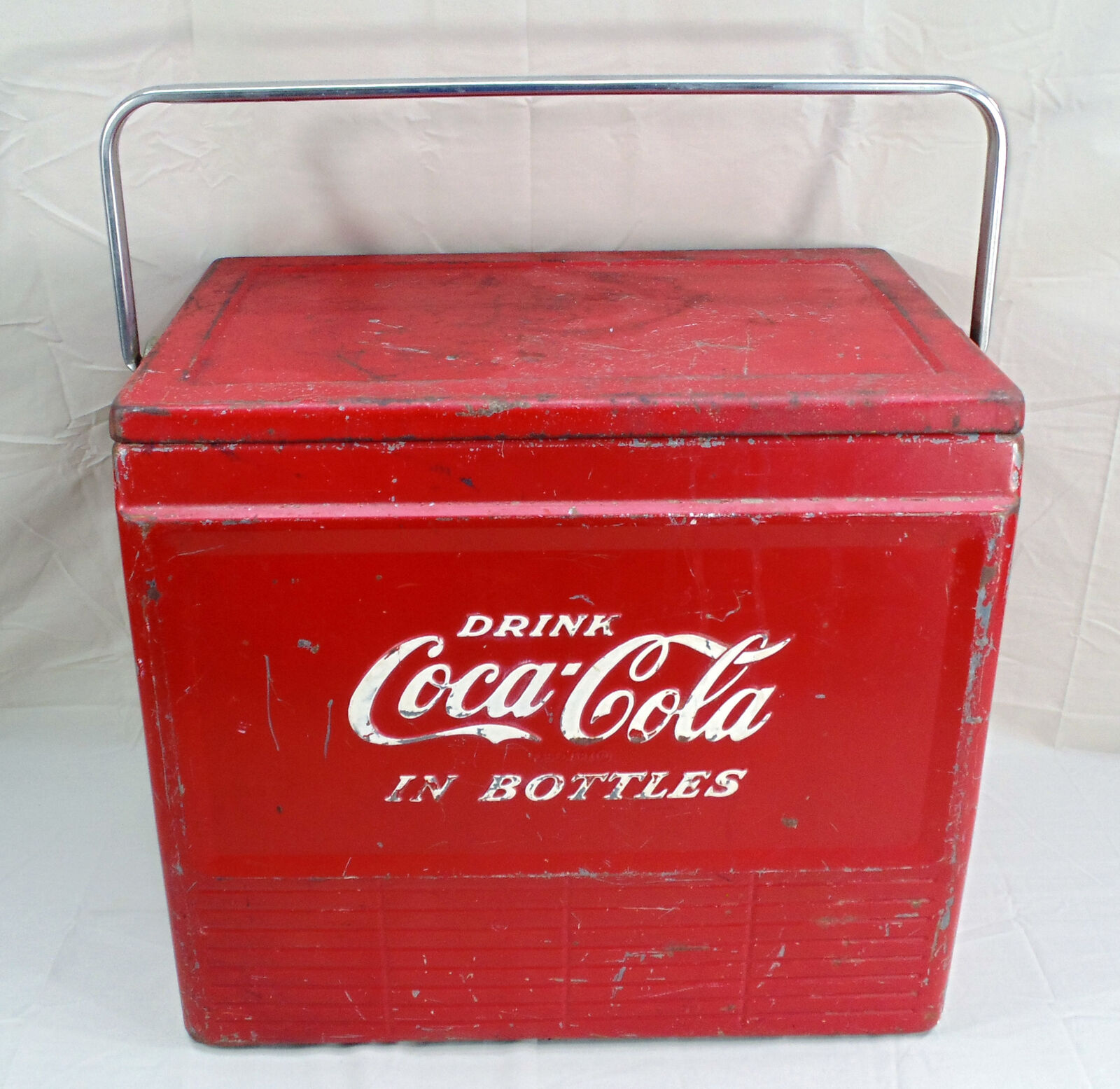 Vintage 1950's Coca Cola Picnic Ice Chest Cooler Progress Refrigerator Co.