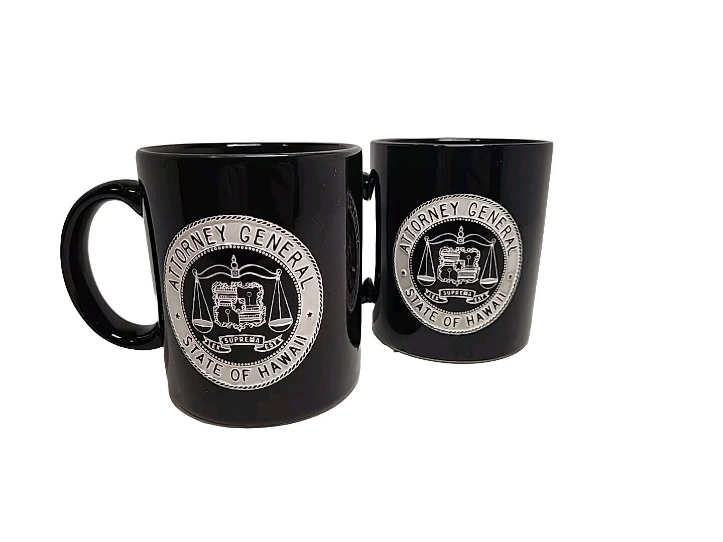 Vintage Attorney General State Of Hawaii Mugs | Engraved Seal | Set of Two