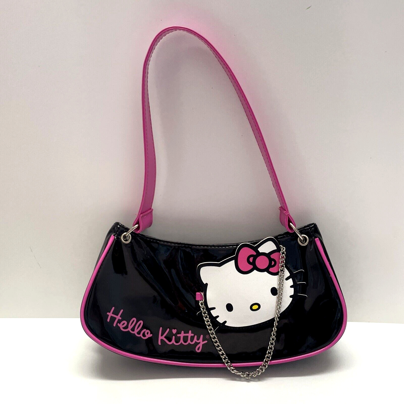 Hello Kitty x Shein Sanrio Black Pink Mirror Small Purse Shoulder Bag 12\'\' Long