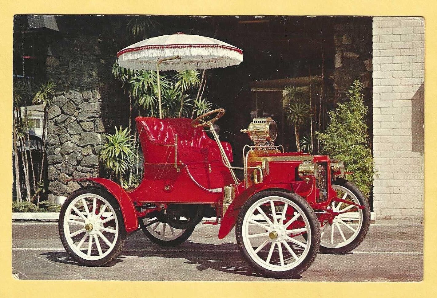 Car Postcards. 1 card. 1904 Reo Runabout.  Size: 6.5 x 4-1/4.  Pennzoil