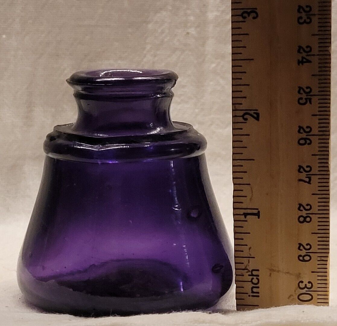 EXCELLENT OLD CONE INK WELL DEEP PURPLE COLOR EARLY #2