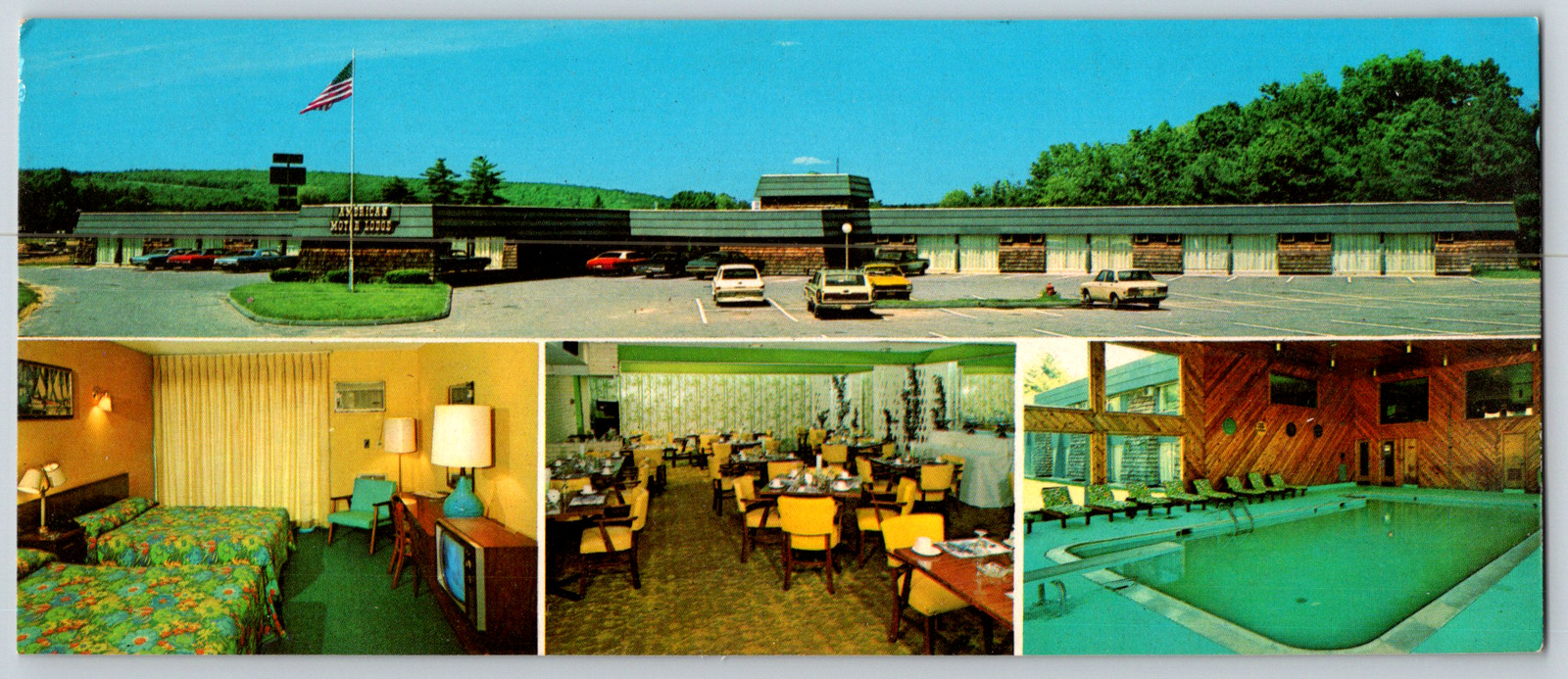 c1960s American Motor Lodge Sturbridge MA Motel Bookmark Postcard