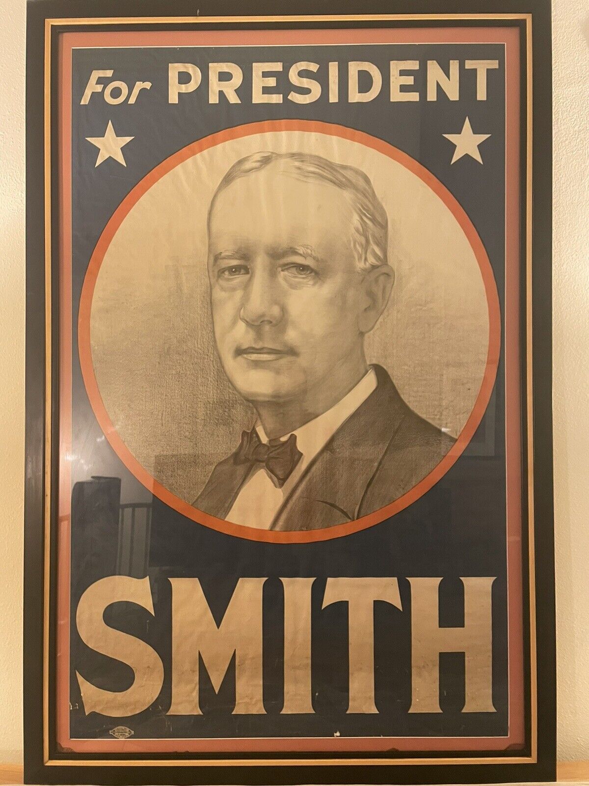 vintage rare 1928 LARGE AL SMITH FOR PRESIDENT CAMPAIGN POSTER 60”x40”
