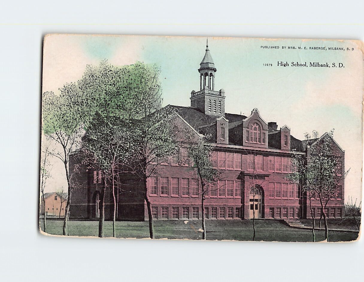 Postcard High School Milbank South Dakota USA