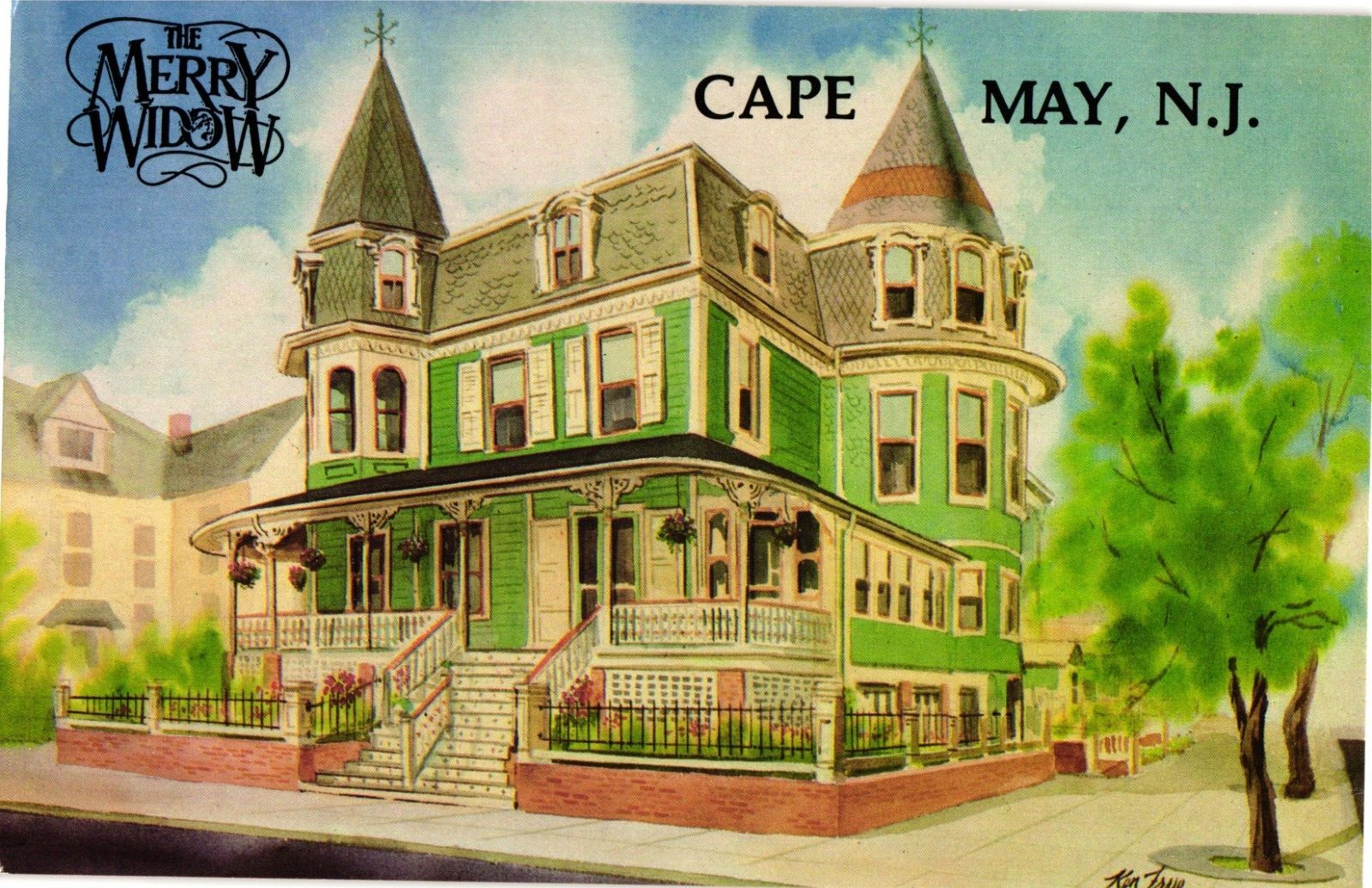 The Merry Widow Inn Cape May New Jersey Divided Unposted Postcard 1970s