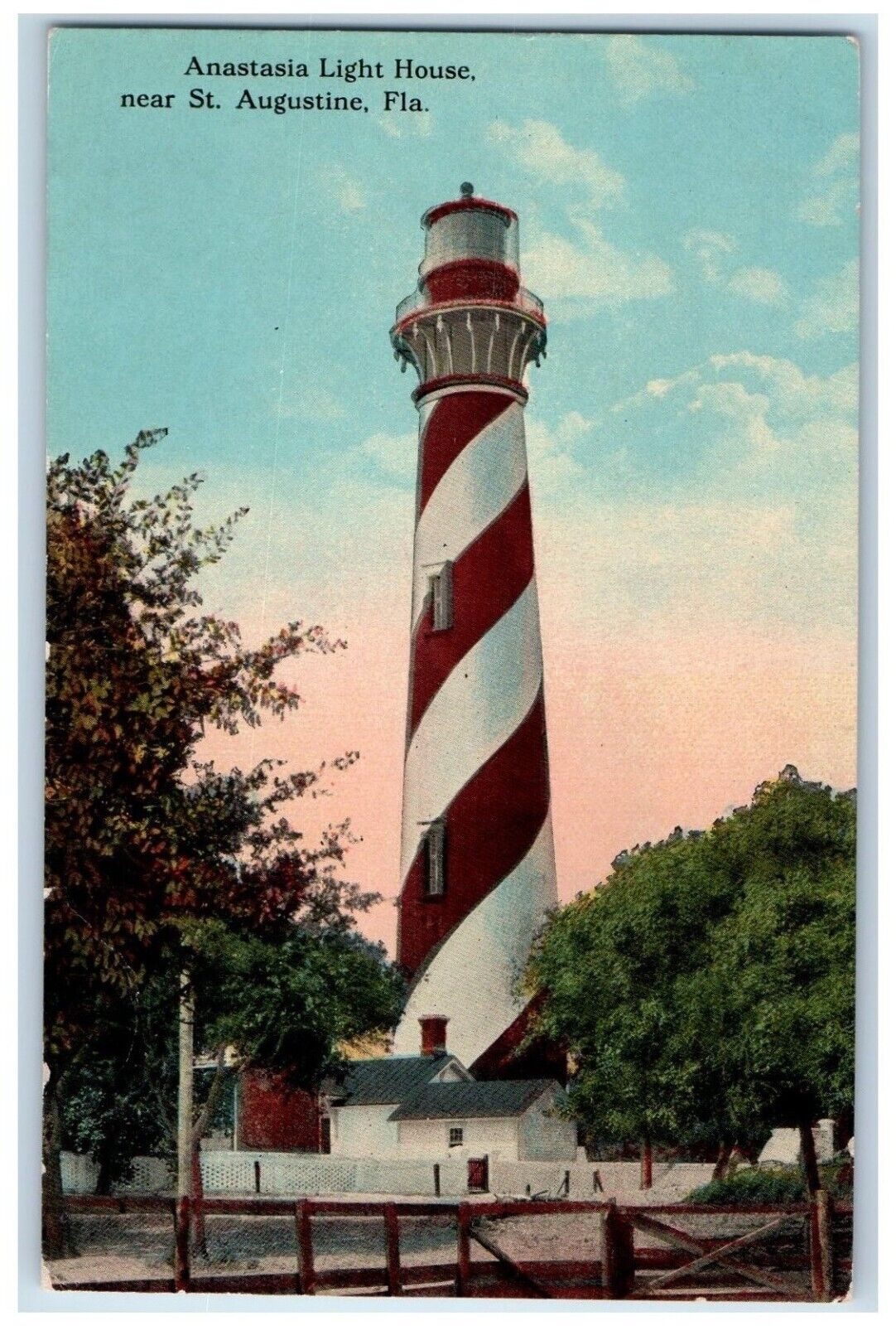 St. Augustine Florida FL Postcard View Of Anastasia Light House c1910\'s Antique