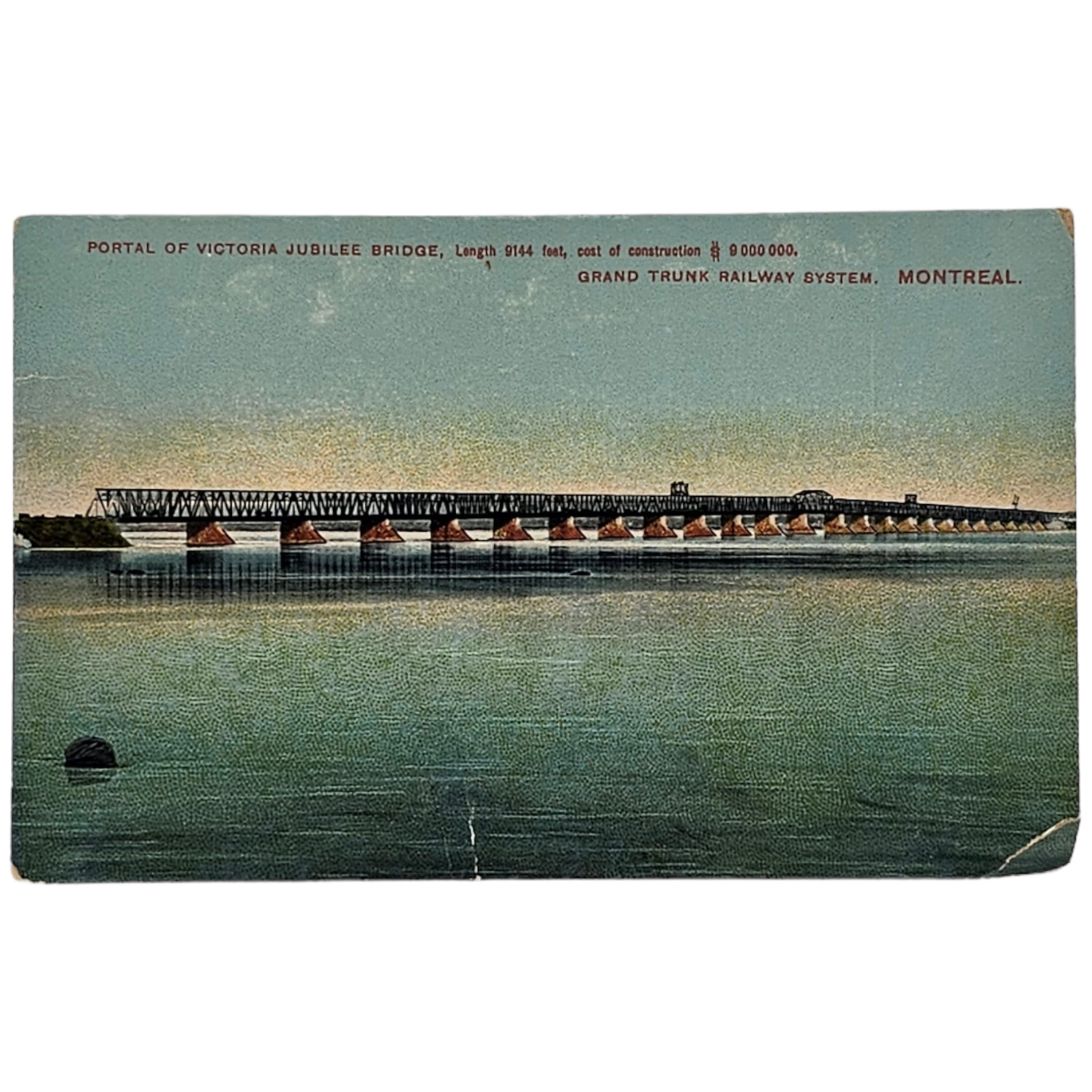 Portal of Victoria Jubilee Bridge Montreal Postcard Vintage Grand Trunk Railway