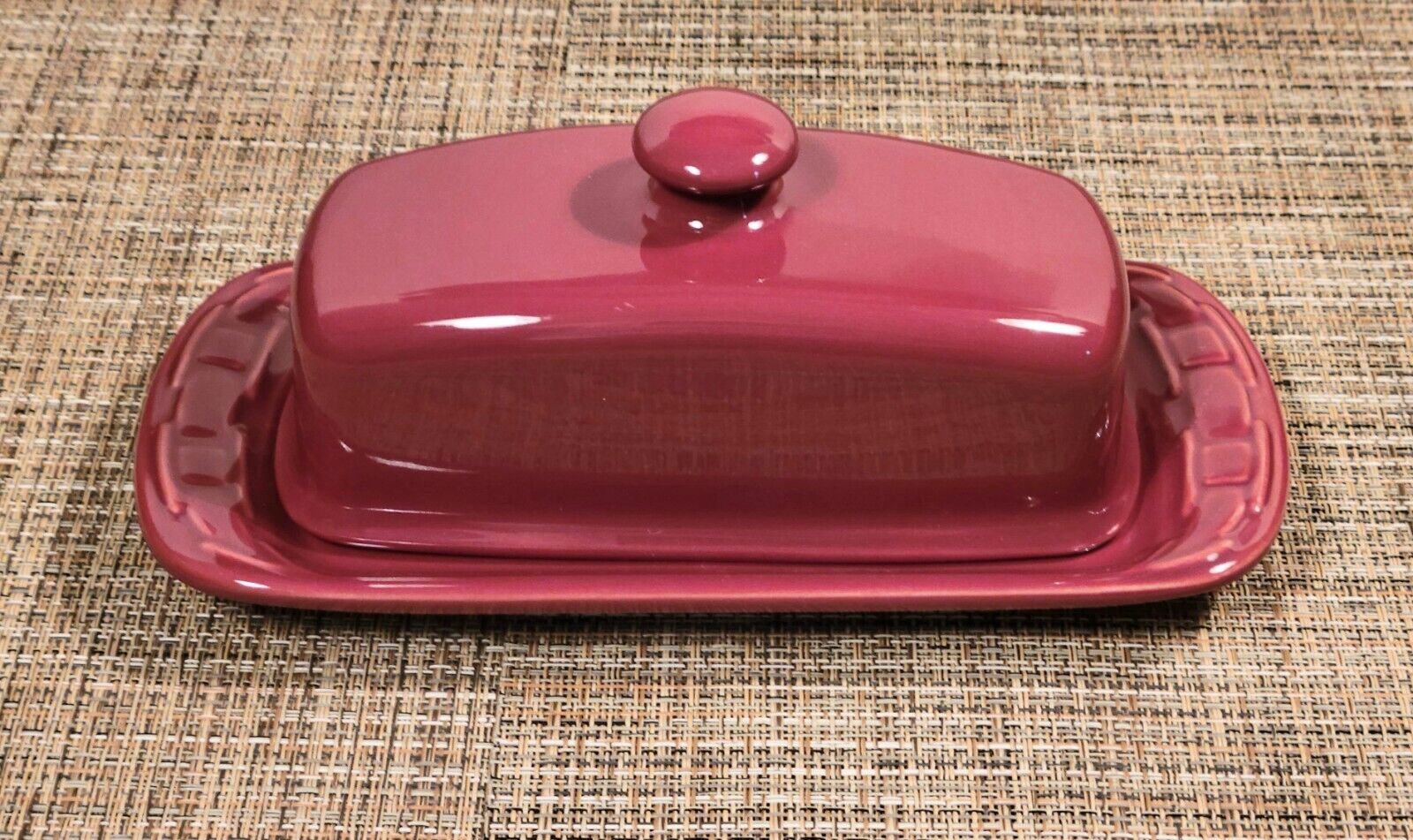 Longaberger Woven Traditions Paprika Covered Butter Dish