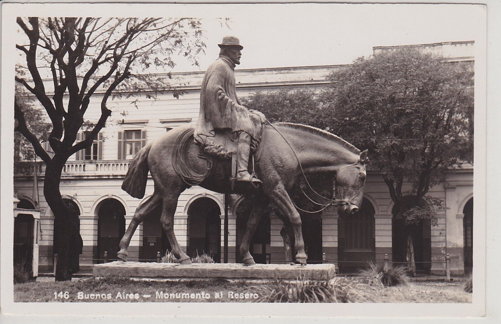 Buenos Aires, Argentina. Monumento al Resero. Vintage Real Photo Postcard.