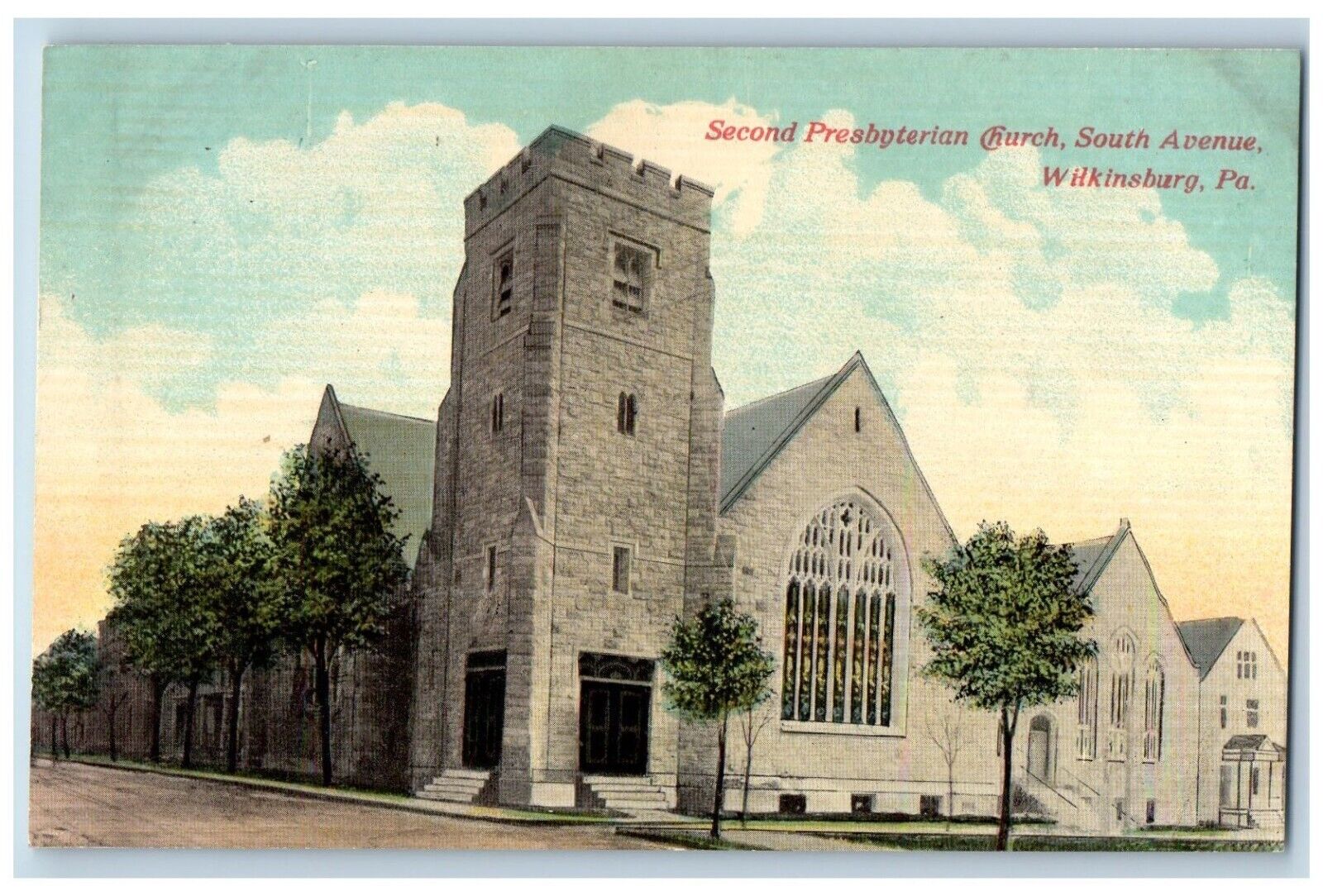 Wilkinsburg Pennsylvania Postcard Second Presbyterian Church South Avenue 1910