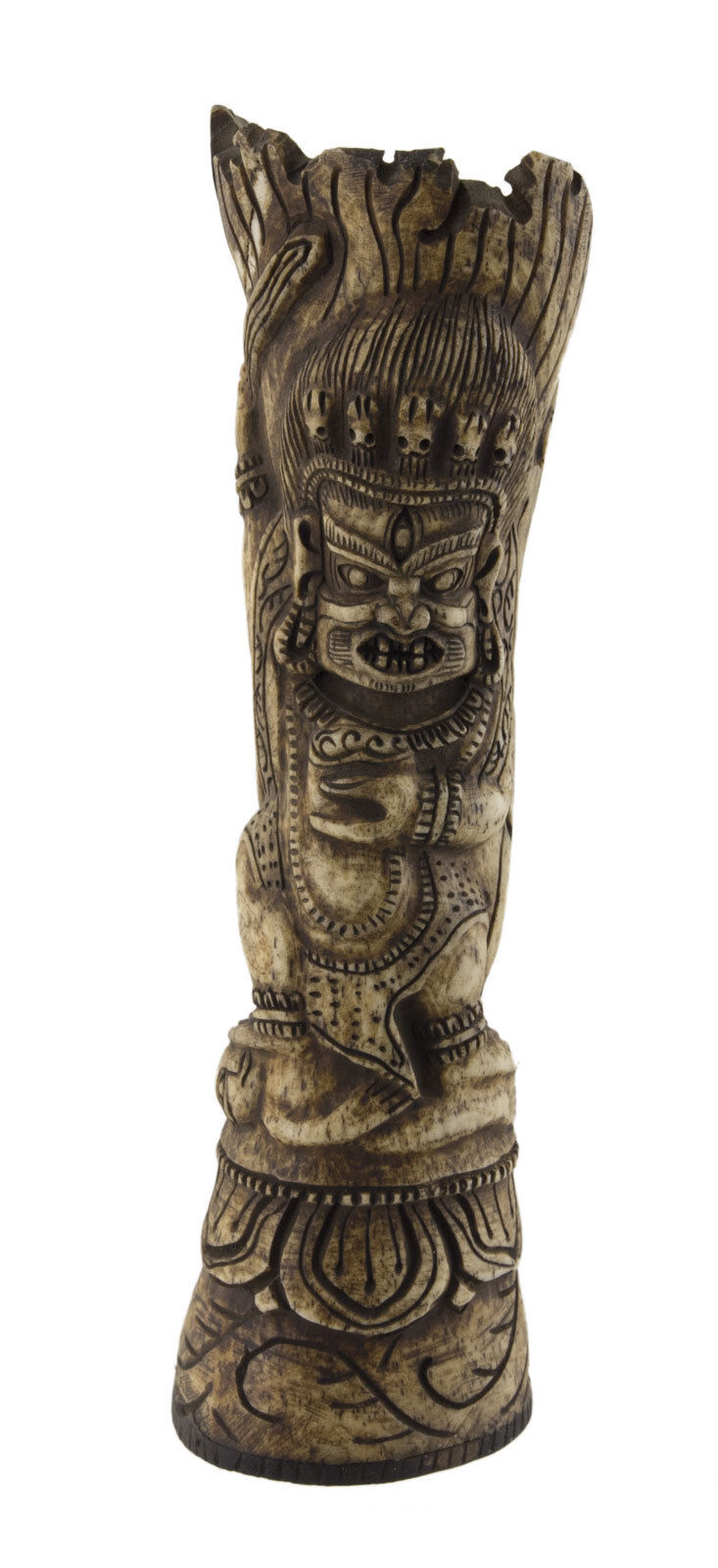 Mahakala Figure Vase Tibetan Buddhist Tantric Carved 25955