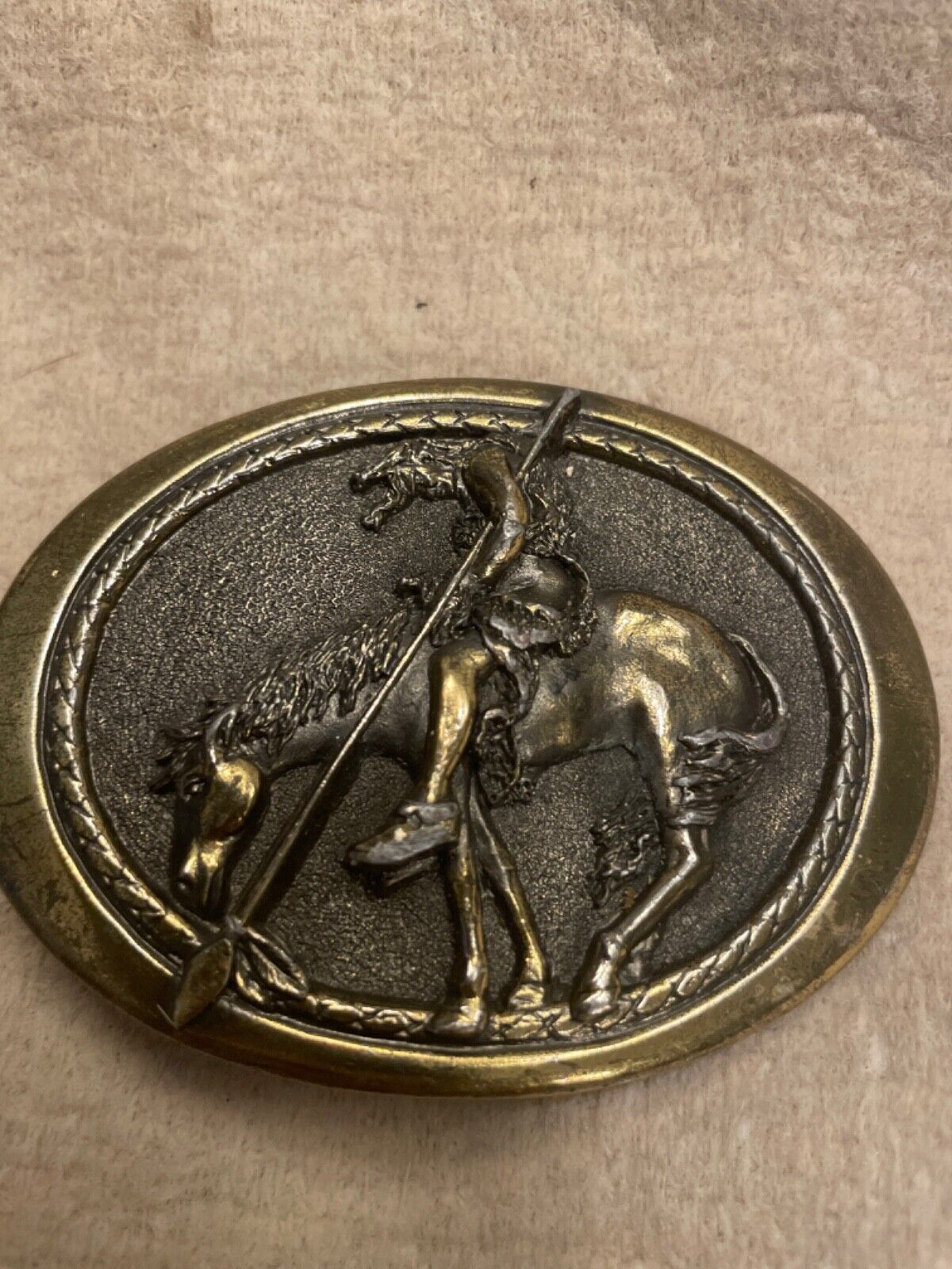 Vintage Western  Solid Brass Belt Buckle End of the Trail