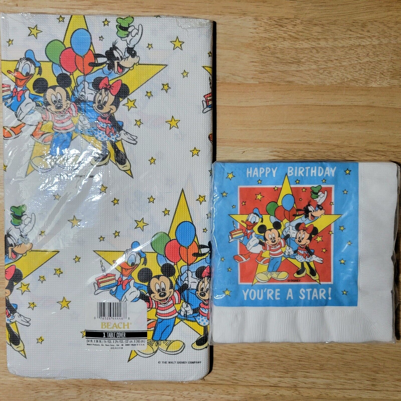Vtg DISNEY Mickey Mouse Table Cover Paper Minnie Tablecloth BIRTHDAY Party NOS