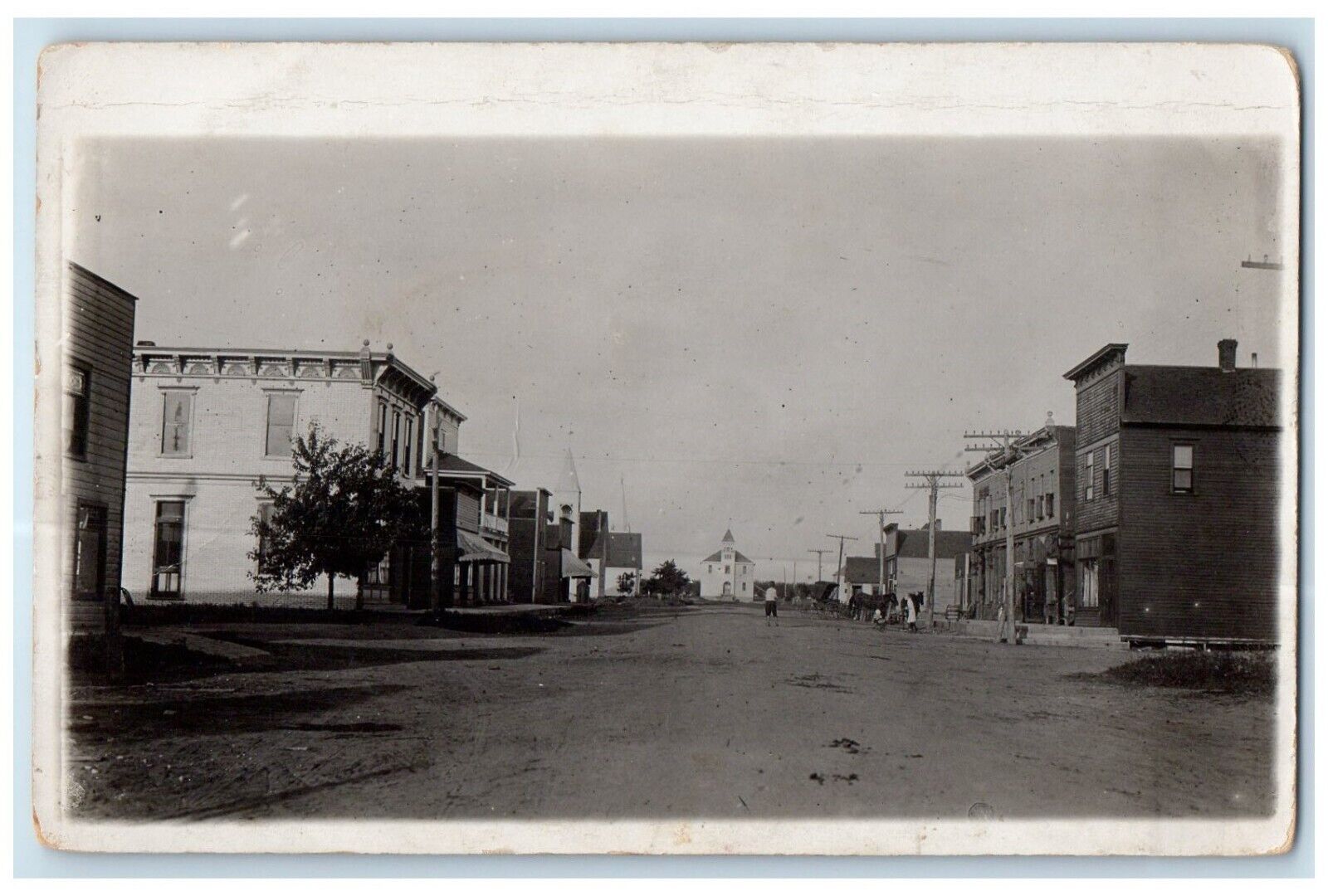 1914 View Of Main Street Church View Aredale Iowa IA RPPC Photo Antique Postcard