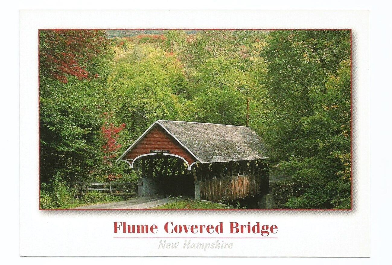 NH Postcard New Hampshire Flume Covered Bridge Autumn