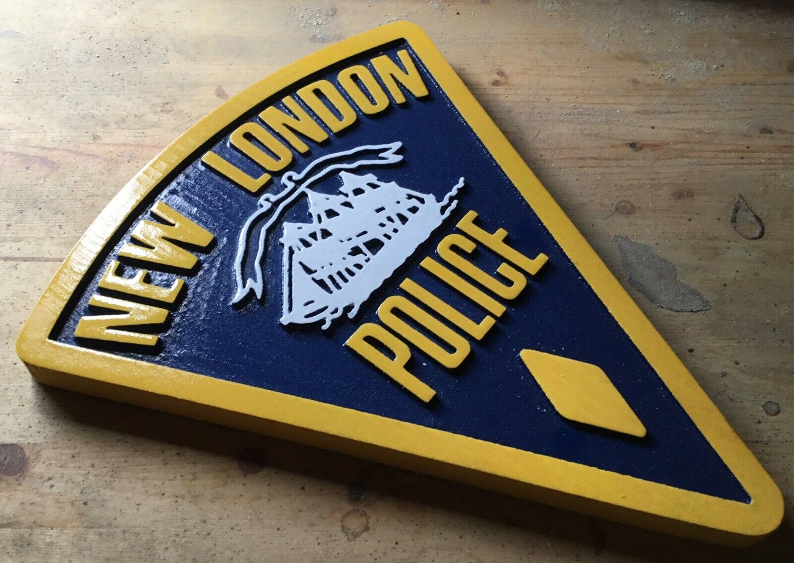 Police New London 3D routed wood plaque  patch Sign Custom