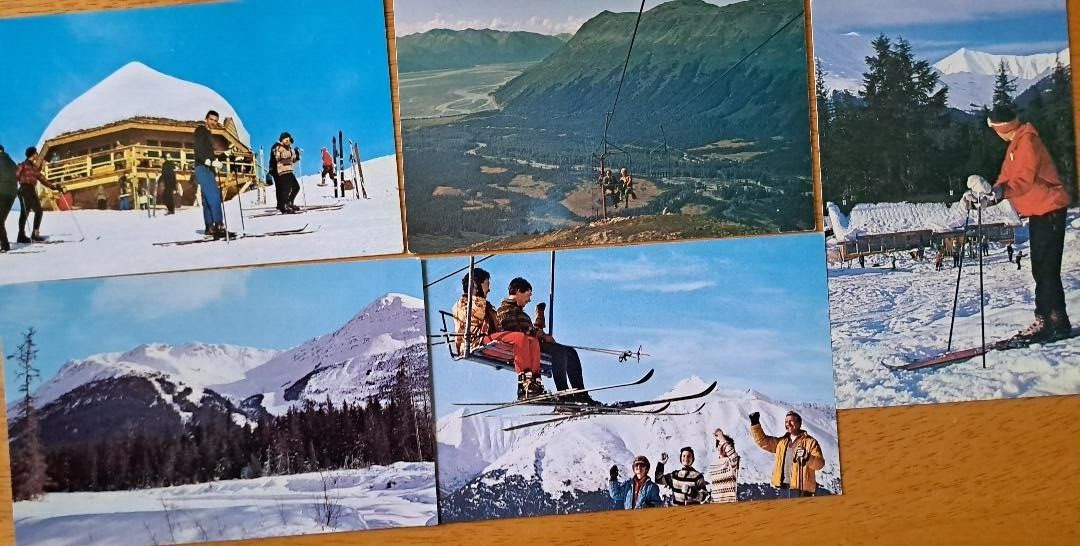 Lot of 5  Old AK  Postcards   MT ALYESKA SKI  AREA, ALASKA    ca1960\'s