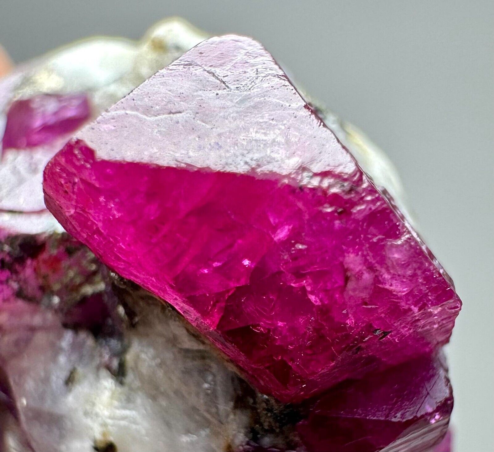 56CTs Well Terminated Extraordinary High Quality Top Red Ruby Crystals On Matrix
