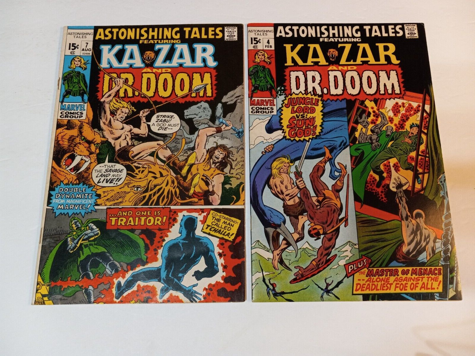 Astonishing Tales #4 & 7 (1971) Ka-Zar & Dr. Doom Bronze Age Marvel Comic Lot FN