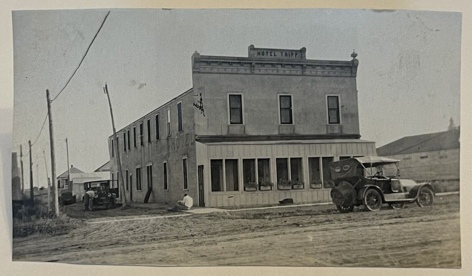 Vintage Photograph Black White Snapshot Hotel Tripp In Colome, South Dakota