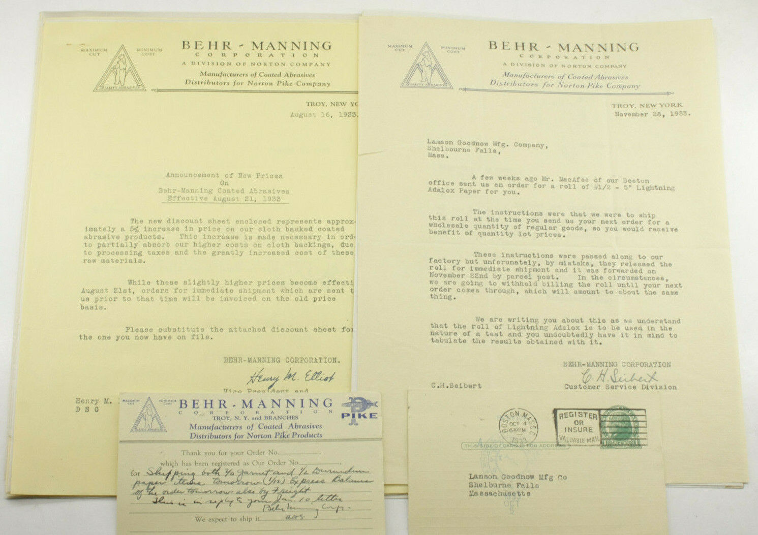 1933 Lamson Goodnow Behr Manning Troy NY Postcards Pamphlet Ephemera P1622F