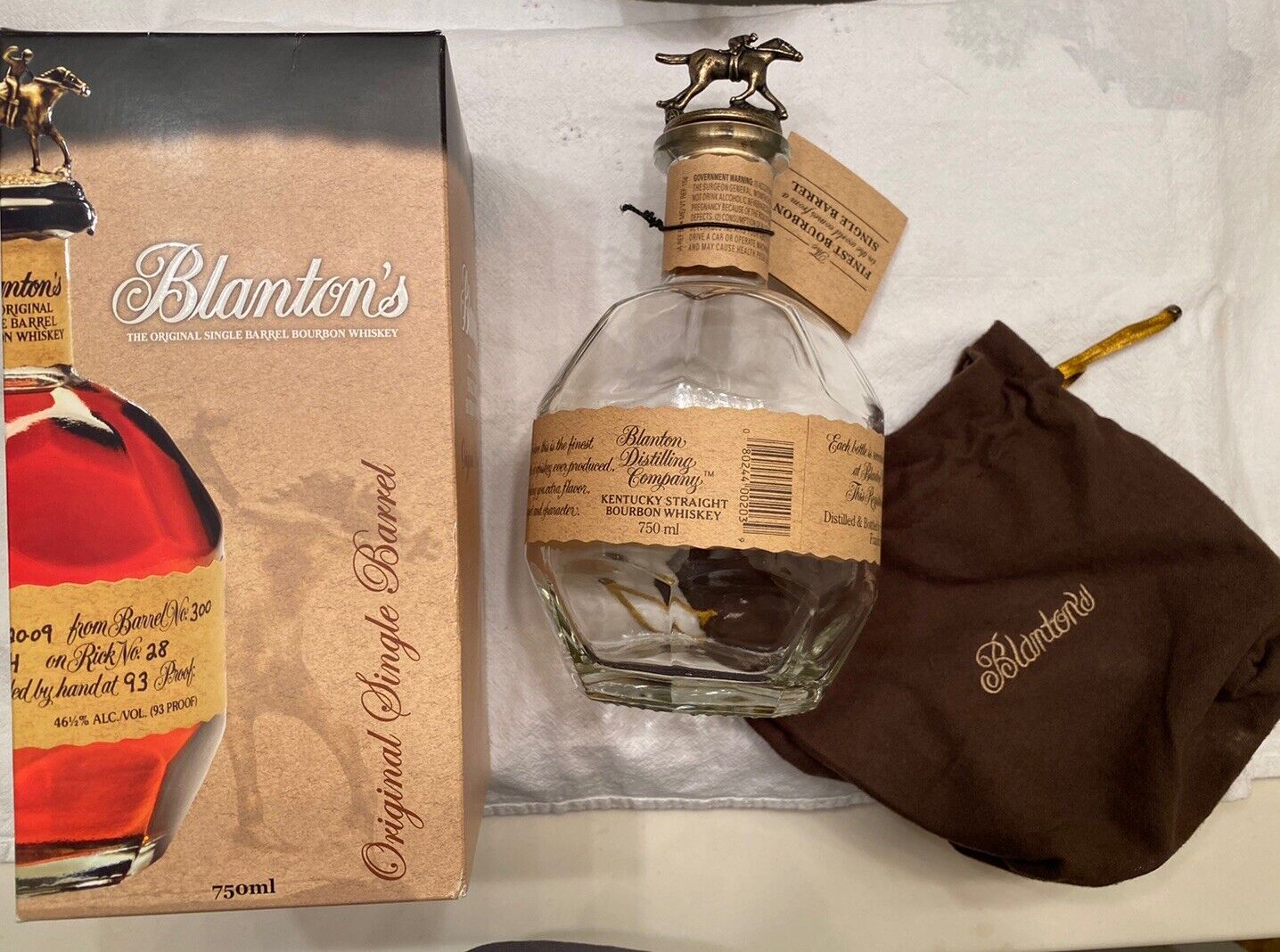 Blanton’s Empty Bottle, Stopper A, Box, Bag And Tag