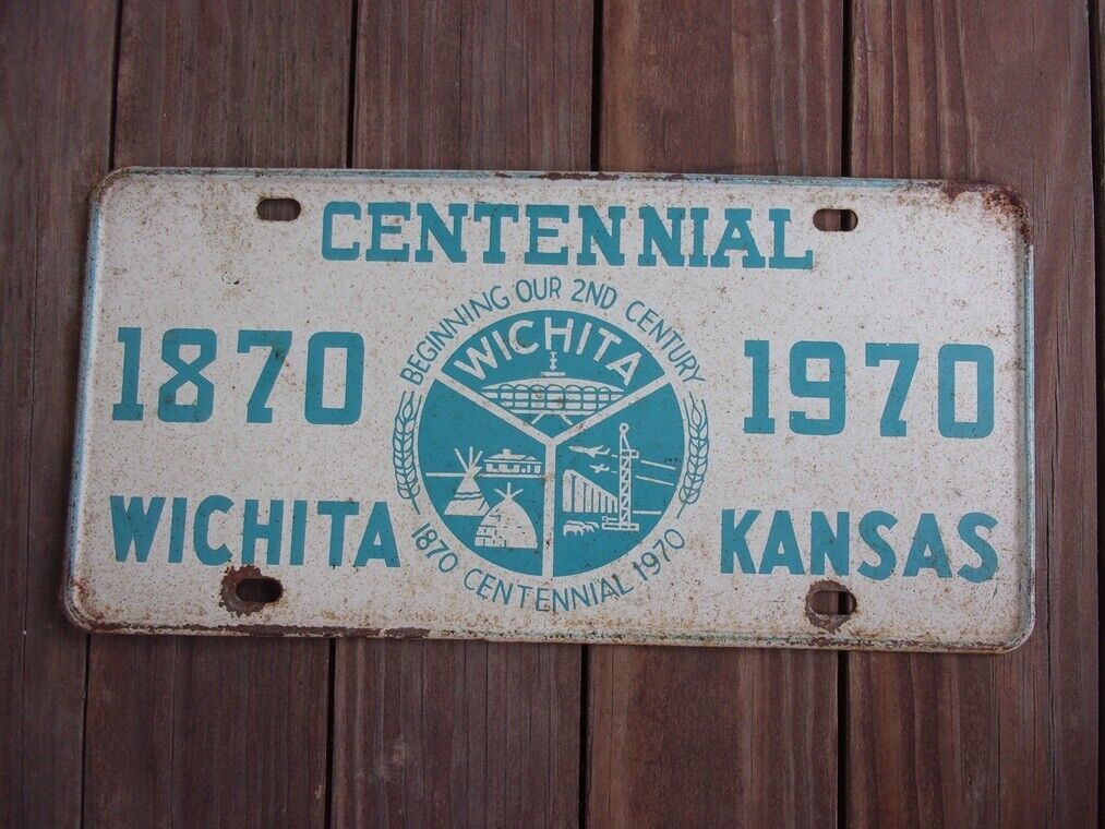 1970 Wichita KANSAS Centennial 1870 Booster License Plate