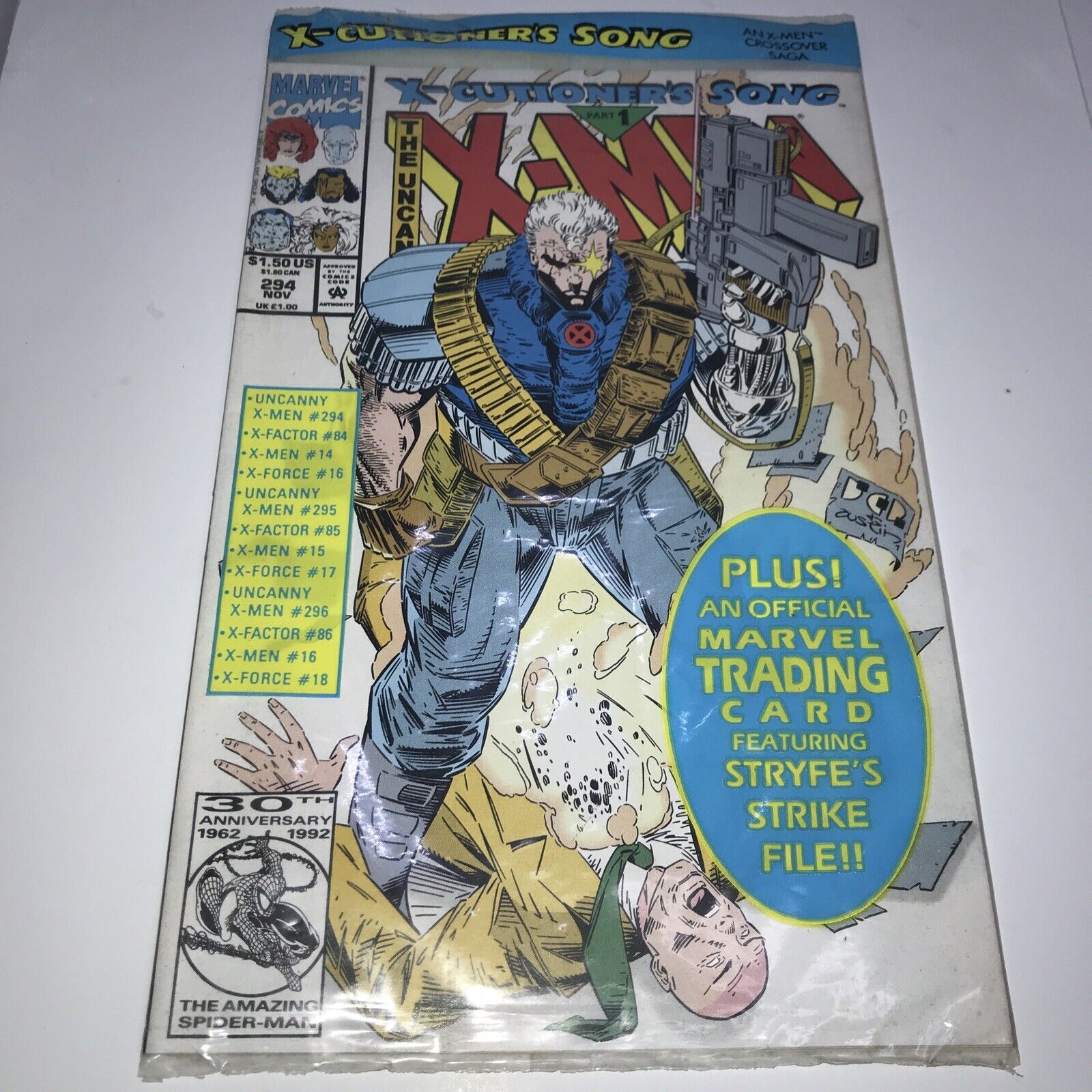 Uncanny X-Men #294 Marvel November 1992 Sealed w/ Trading Card B143