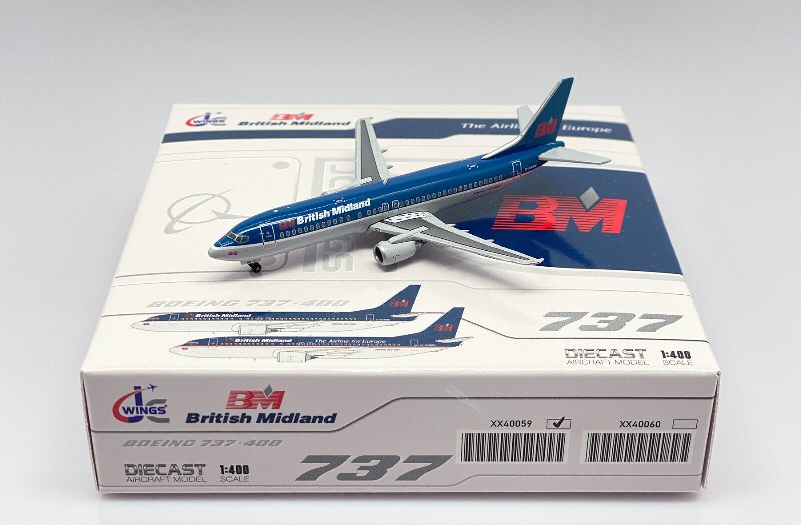 British Midland Airways B737-400 Reg: G-OBME JC Wings 1:400 Diecast XX40059 (E)