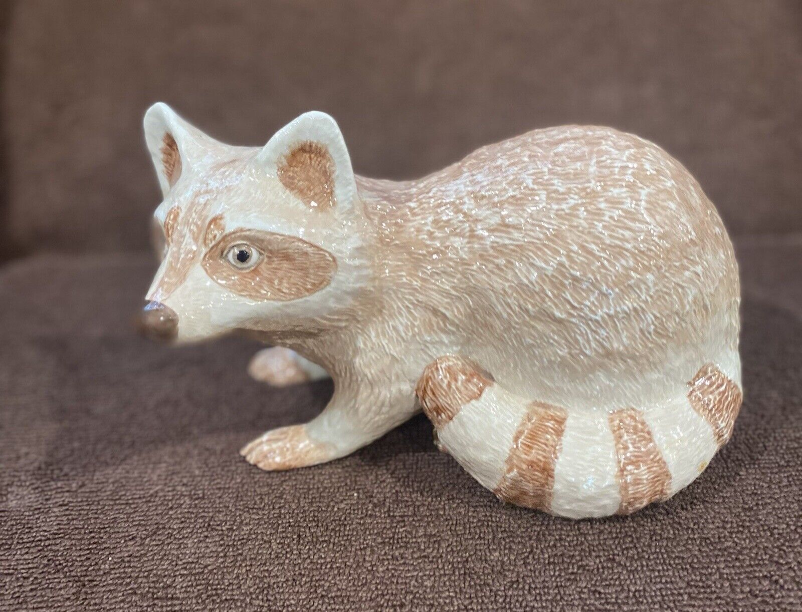 Pre Owned Unique Handmade Glazed Ceramic Raccoon Figurine