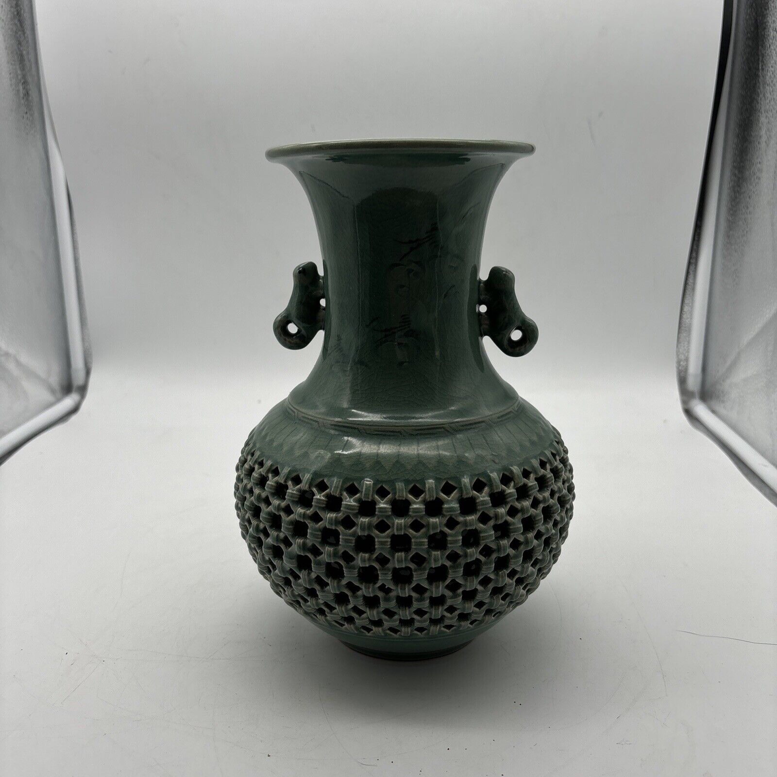 Goryeo Celadon Large Vase From Korea 10”x7”