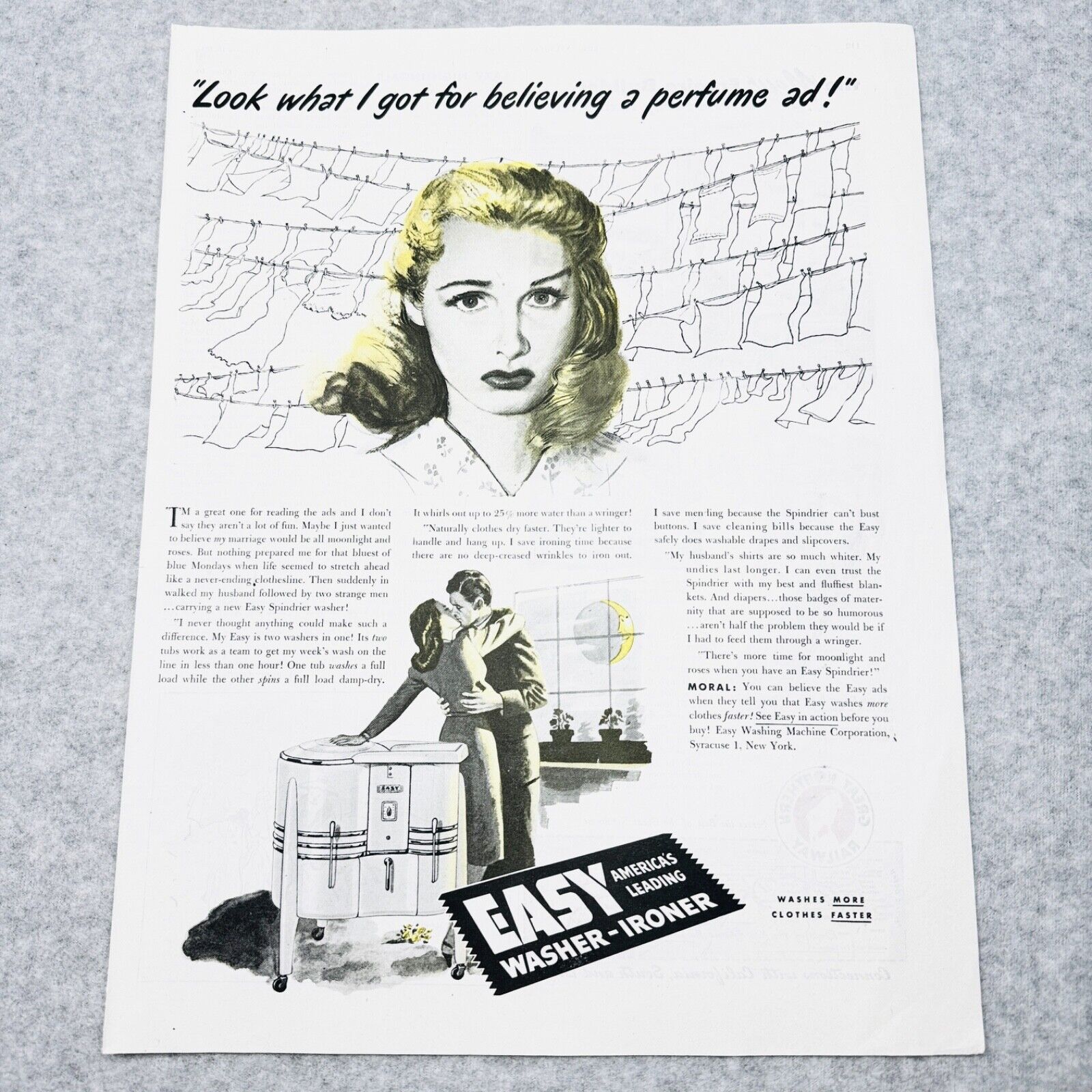 1947 Spindrier Washer Easy Washing Maching Company Syracuse NY Vintage Print Ad