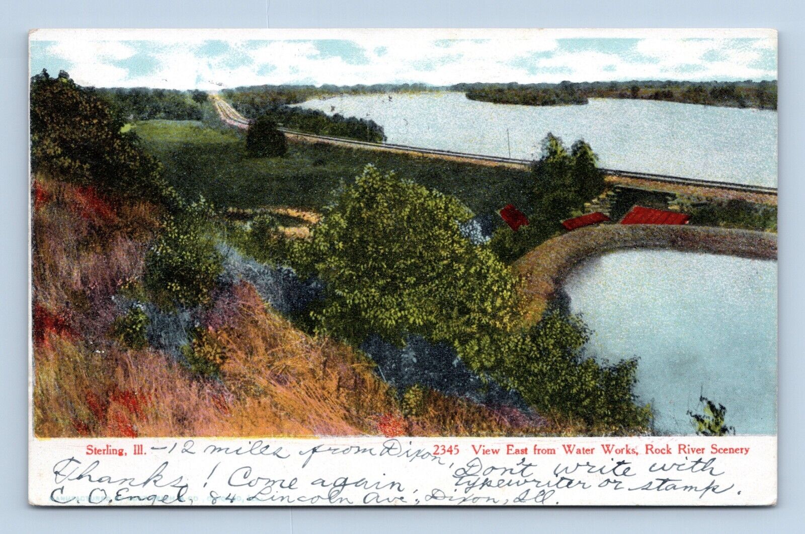 Rock River from Water Works Sterling IL Illinois 1906 UDB Postcard M8