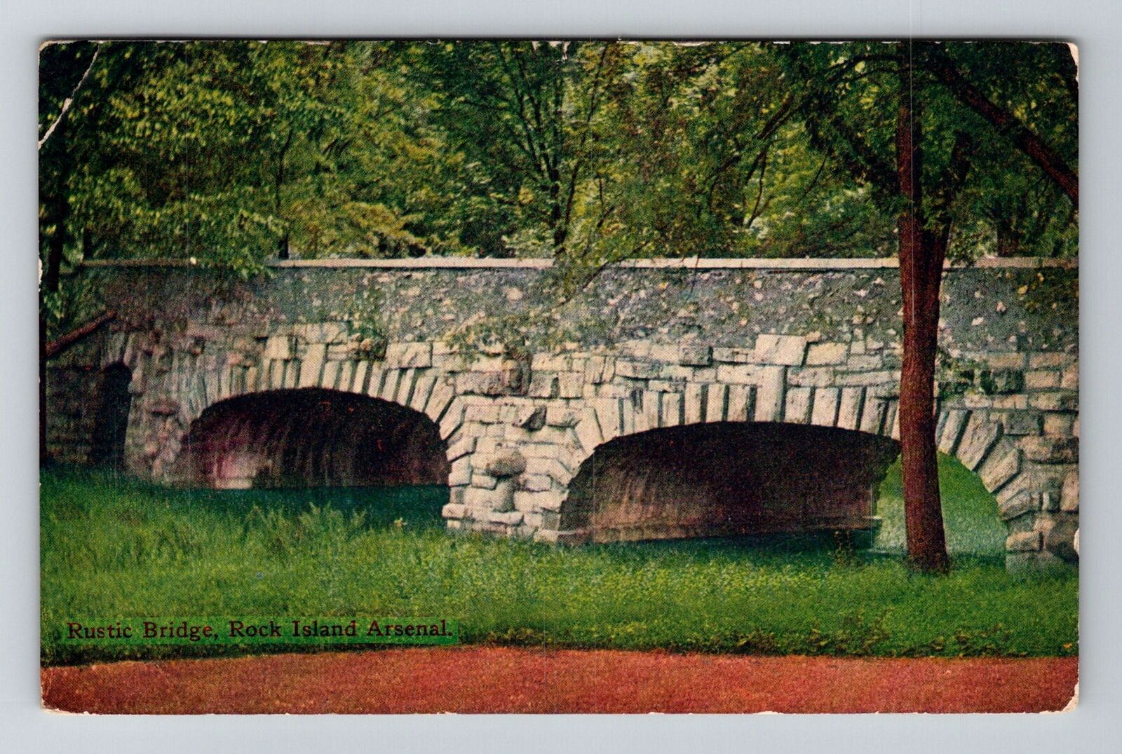 Rock Island IL-Illinois, Rustic Bridge, c1912 Antique Vintage Souvenir Postcard