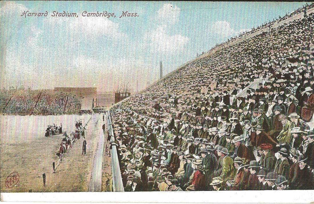 c. 1905 Harvard Stadium Football Crowd Postcard