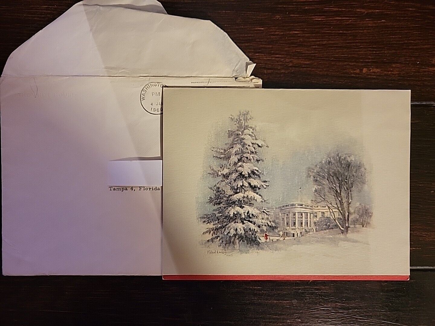 1965 White House Presidential Large Christmas Card Signed by LBJ & Mrs. Johnson