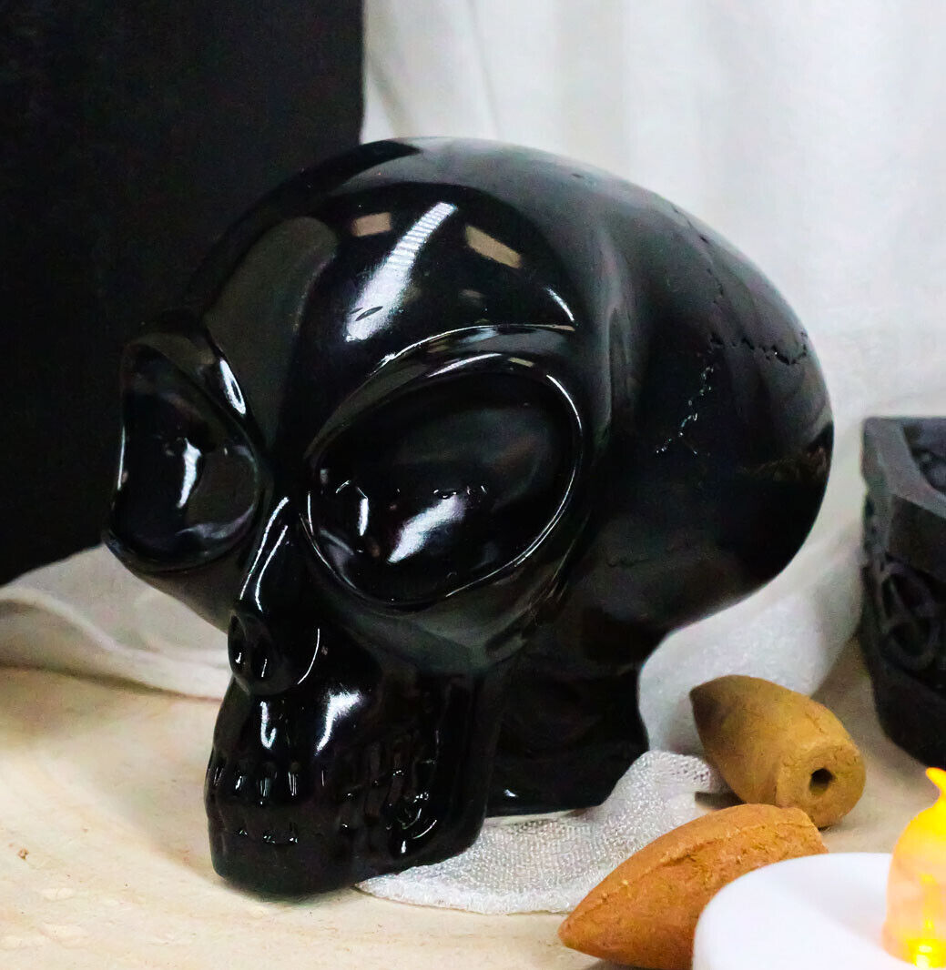 Ebros Small Black Translucent Extraterrestrial Alien Skull Figurine Collectible