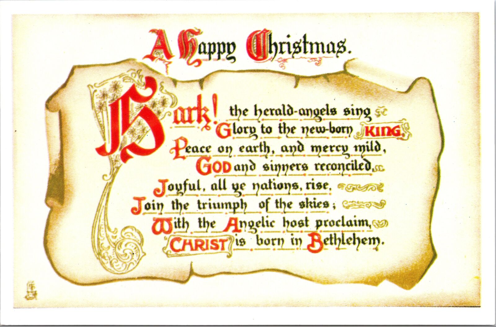 CONTINENTAL SIZE POSTCARD REPRODUCTION OF AN EARLY CLASSIC CHRISTMAS GREETING A