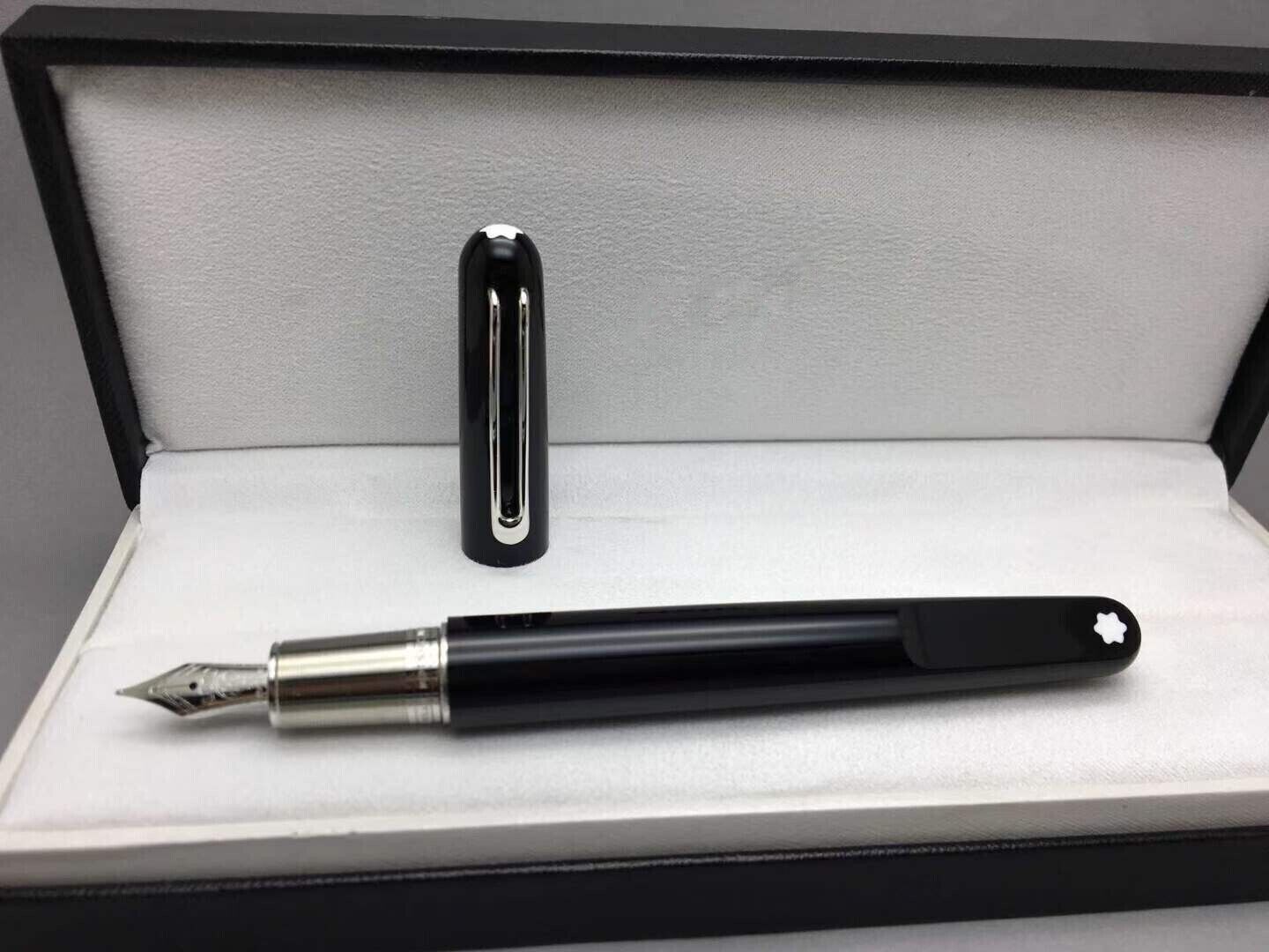 Luxury M Magnet Series Bright Black Color + Silver Clip 0.7mm nib Fountain Pen