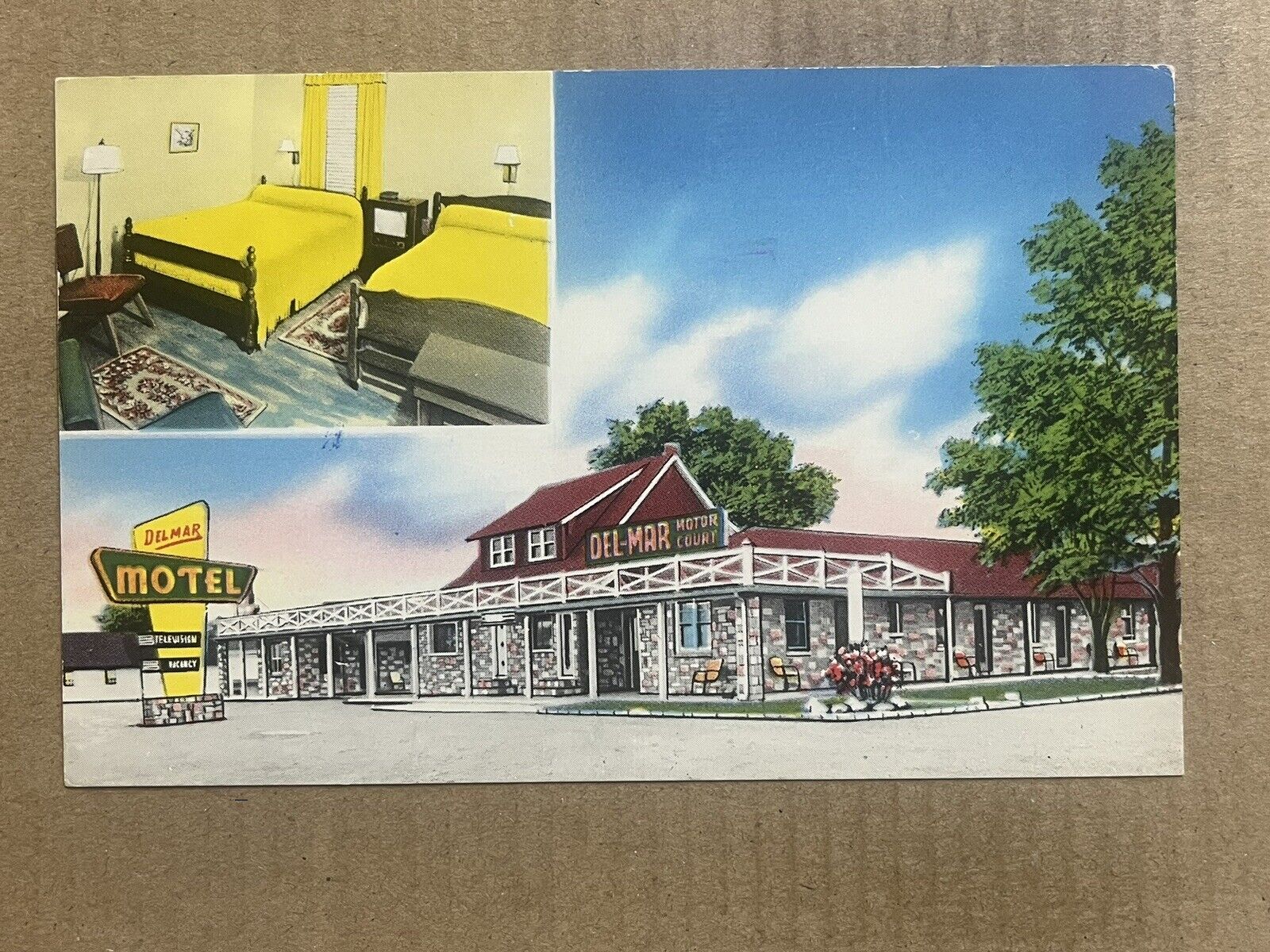 Postcard Wilmington DE Delaware Del-Mar Motel Motor Court Roadside Motel