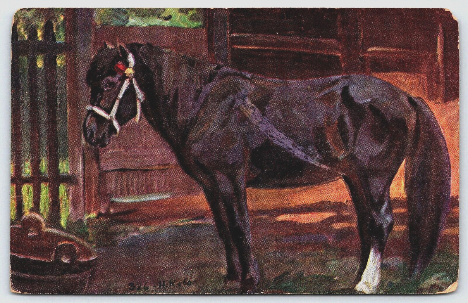 1907 Horse Art Postcard Rome Georgia Postmark Artist Signed H K & Co Antique F17