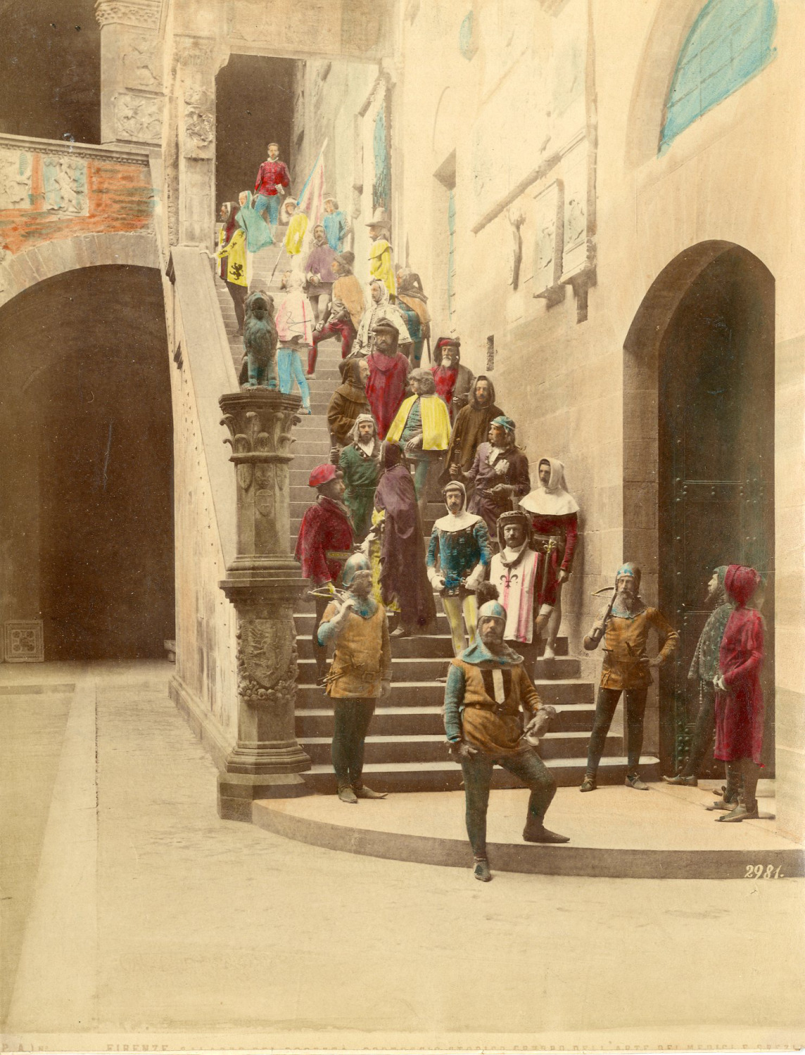 Italy, Florence. Vintage Palazzo del Bargello Courtyard albumen print. Italy.