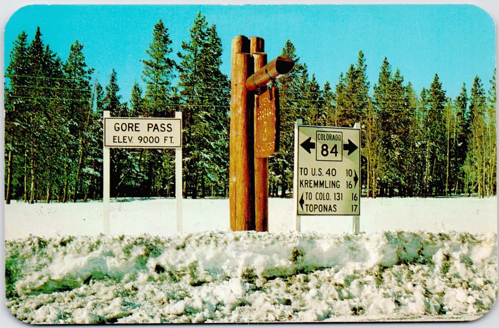 Gore Pass Marker Highway 84 To Steamboat Springs Colorado CO Vintage Postcard