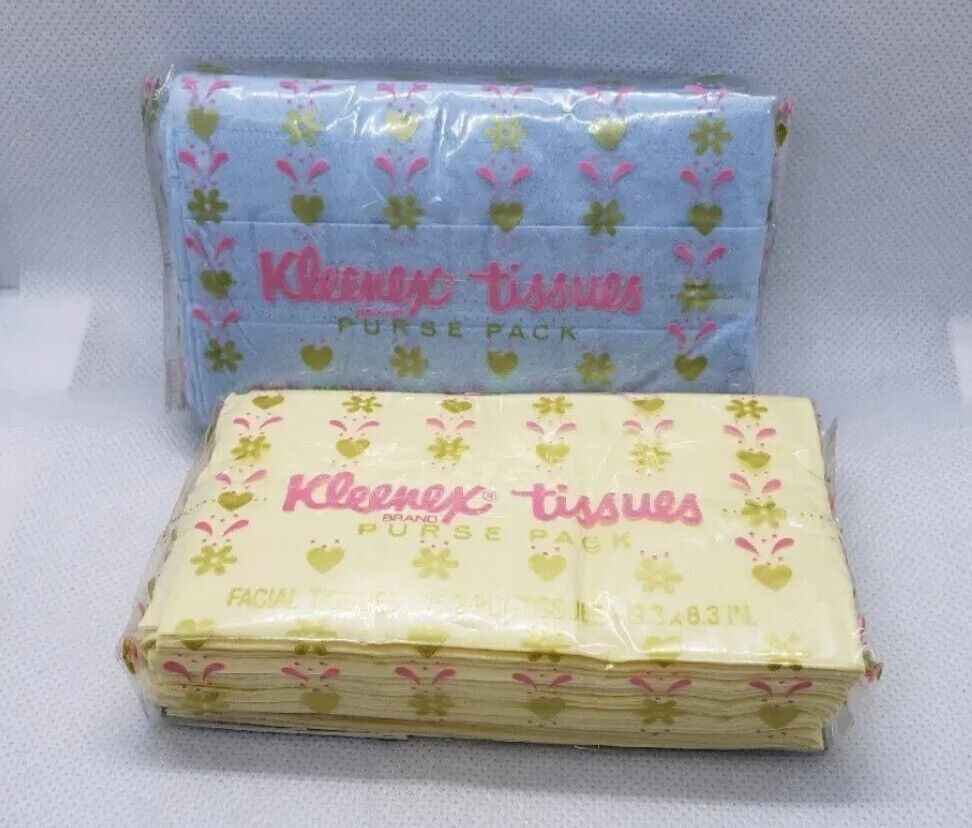 6 Packs Vintage 1978 Kleenex Tissues Individual Blue Yellow Kimberly Clark Prop