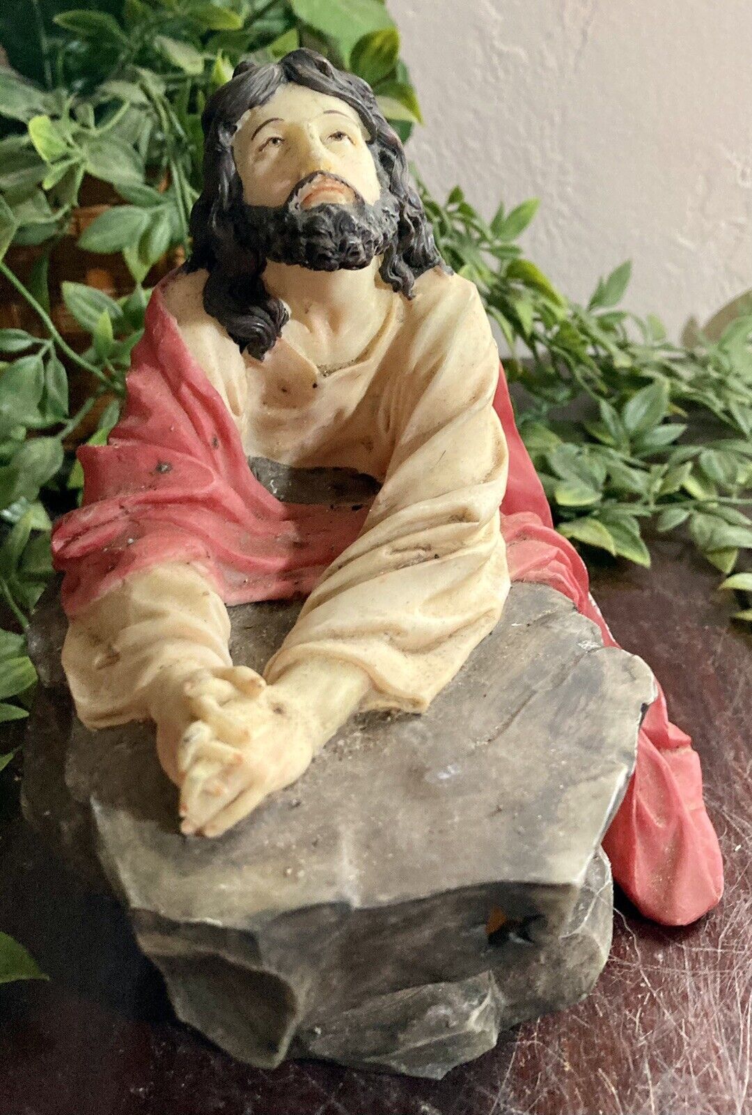 Vtg Resin “Jesus Praying In The Garden Of Gethsemane” Religious Figurine